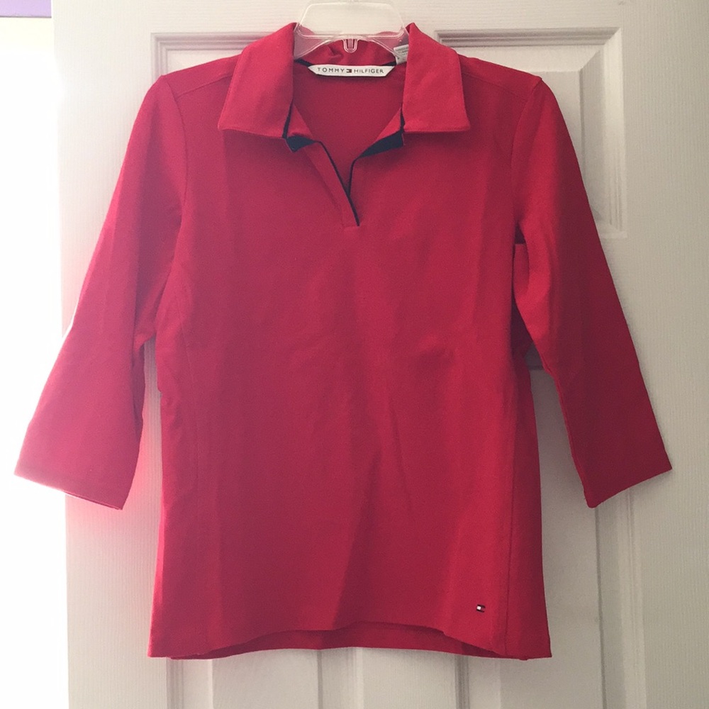 Tommy Hilfiger red quarter sleeve shirt